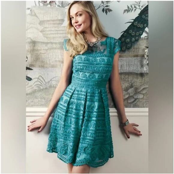 Anthropologie Dresses & Skirts - NWT Anthropologie Yoana Baraschi New Light Embroidered Teal Turquoise Dress 14